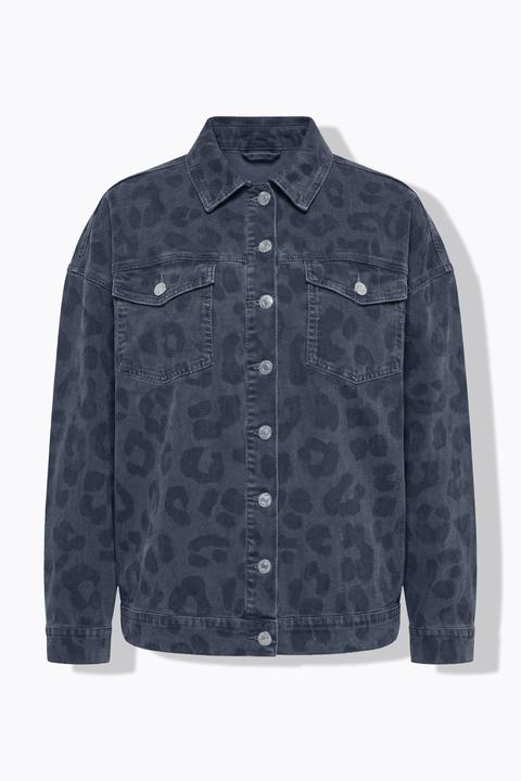Actual product image Studio Untold Denim jacket, oversized, grey denim with leopard print (58)