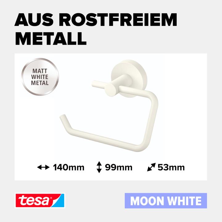 Produktbild tesa MOON WHITE Toilettenrollenhalter inkl. Klebelösung ohne Bohren
