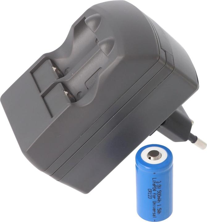 Actual product image AccuCell CR123A 2-fold charger including 2 pieces Li-ion batteries CR123A (2 pcs., CR123A, 500 mAh, Battery + charger)
