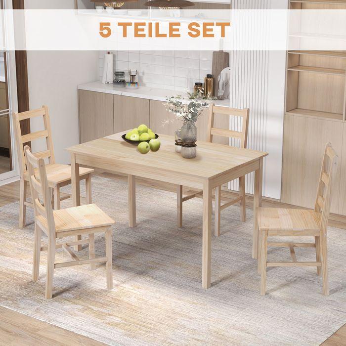 Immagine prodotto Swisshandel24 Set da pranzo da 5 pezzi Tavolo da pranzo con sedie Gruppo di sedute, legno massiccio (Legno)