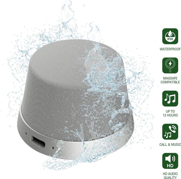 Actual product image 4smarts Bluetooth speaker SoundForce MagSafe compatible silver/grey (12 h)