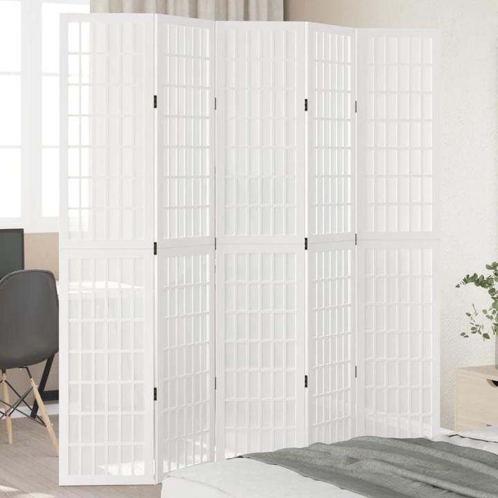 Image du produit vidaXL Séparation de pièce Paravent Mur d'Espagne 5 pcs. blanc bois massif