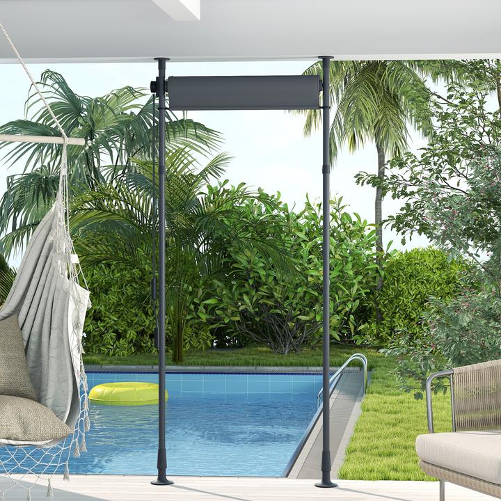 Produktbild Outsunny Senkrechtmarkise Aluminium, Polyester Dunkelgrau (1.20 m)