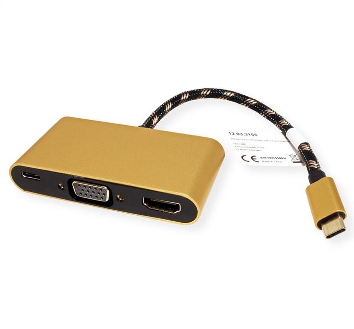 Actual product image Roline GOLD Display Adapter USB Type C (HDMI, USB-C, VGA, 10 cm)
