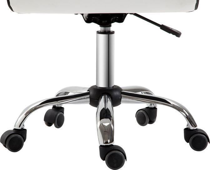 Immagine prodotto Swisshandel24 Bürostuhl, Drehstuhl, Kunstleder, Stahlstruktur, 5 Räder, gepolstert, Weiss (45 - 57 cm)