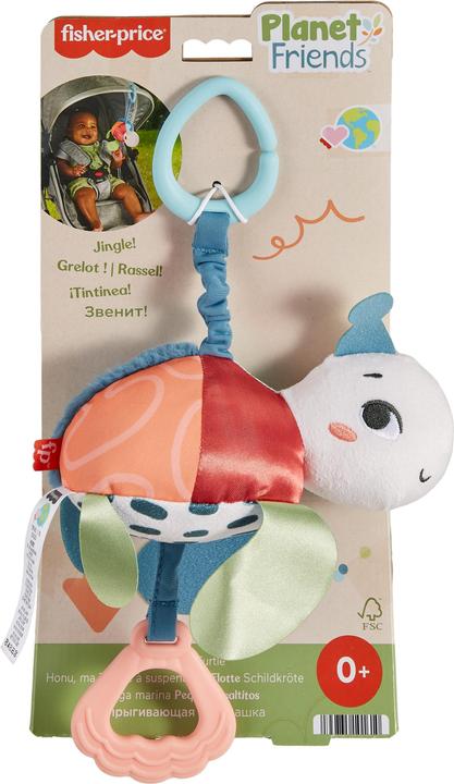 Immagine prodotto Fisher-Price Giocattolo da carrozzina Planet Friends Fleet Turtle con dettagli sensoriali per neonati