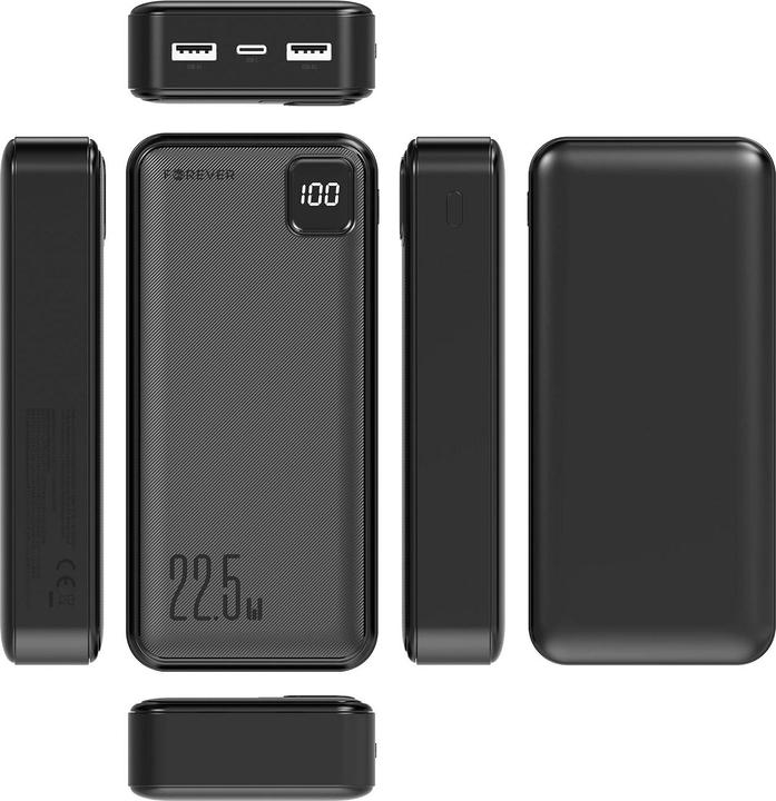 Actual product image Forever power bank TB-300L PD QC 22,5W 20000 mAh black (20000 mAh, 22.50 W)