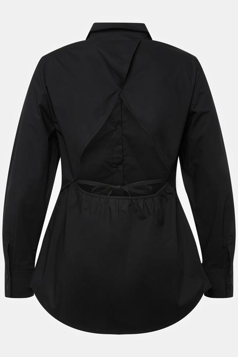 Actual product image Ulla Popken Open Back Button Front Long Sleeve Shirt (50, 52)