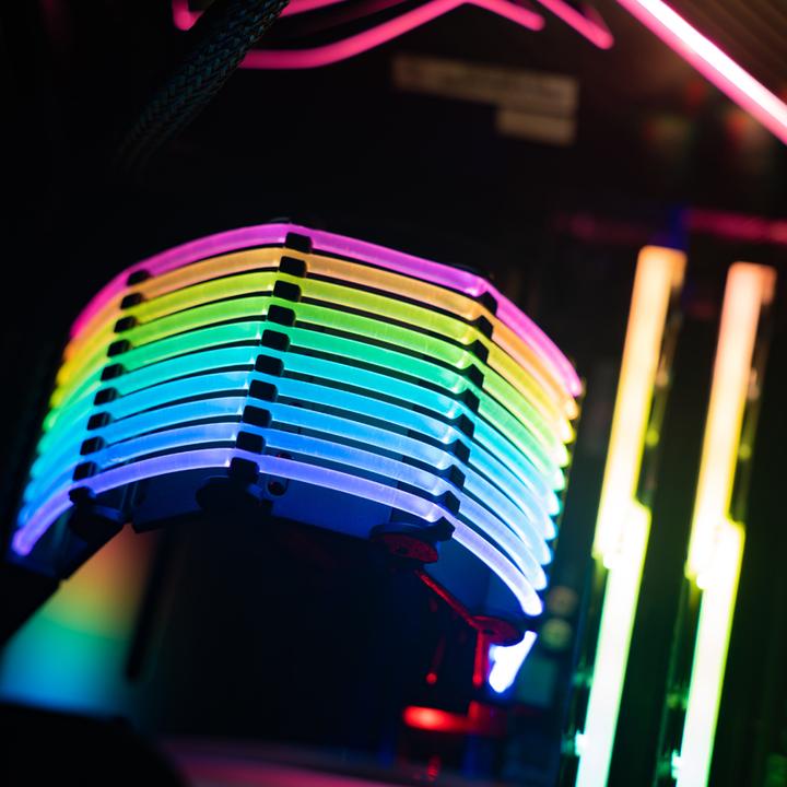 Actual product image Jonsbo DY-1 ARGB lighting for mainboard power cable (RGB)