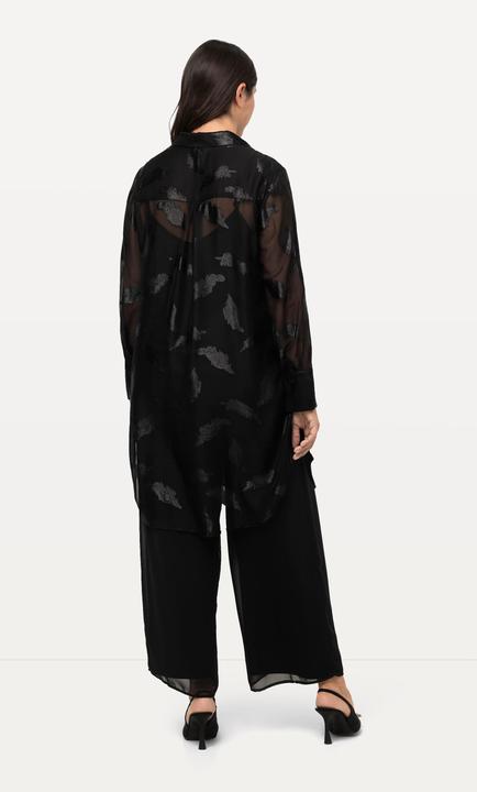 Produktbild Ulla Popken Longbluse, Chiffon, Metallic-Federn, Hemdkragen, Langarm (50, 52)