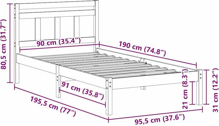 Image du produit vidaXL Plattformbett (90 x 190 cm)
