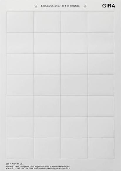 Actual product image Gira Labelling sheets 46.9 x 36.9 mm 145600