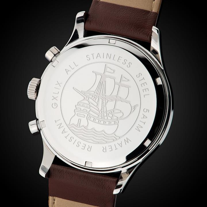 Actual product image Gigandet Elegantes analoges Chronographen-Armbanduhren mit Lederband und 50 m wasserdicht (Chronograph)