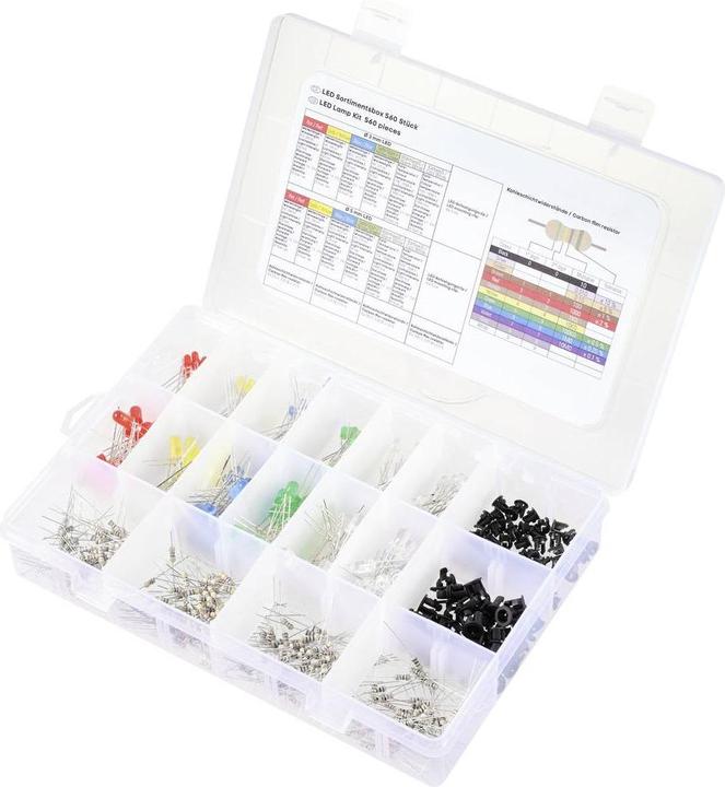 Tru Components LED wired Red, Yellow, Blue, Yellow-Green, Warm White, Cool White Round 55 mcd, 330 mcd