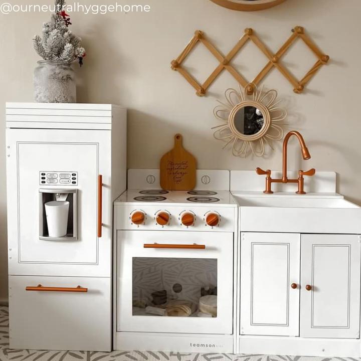 Image du produit Teamson Kids Paris Deluxe Kinderkche aus Holz Stilvolles Kchenset in Rosgold und Wei