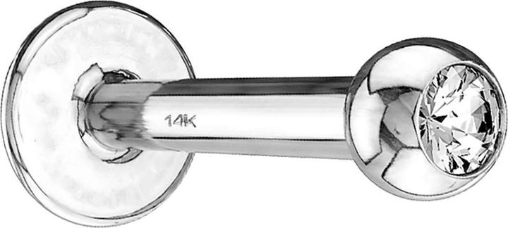Immagine prodotto Star Piercing Micro Labret in oro bianco 14k con sfera e cristallo in argento (senza ottone, Oro 14k)
