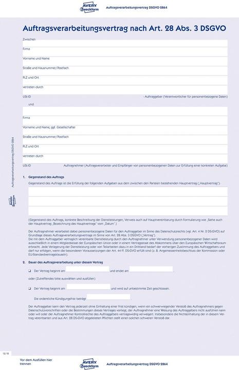 Actual product image Avery Auftragsverarbeitungsvertrag
