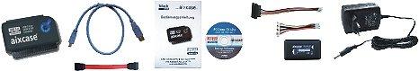Produktbild Aixcase Multifunktionaler USB 3.0-to-SATA & IDE-Konverter für /2./3./5.- SATA & IDE-Geräte mit OTB