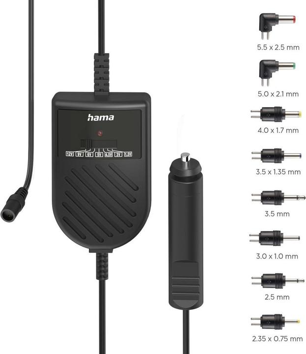 Actual product image Hama Power supply for car, adjustable, 3000mA, 36W, max. 12V, stabilis., 8 adapters