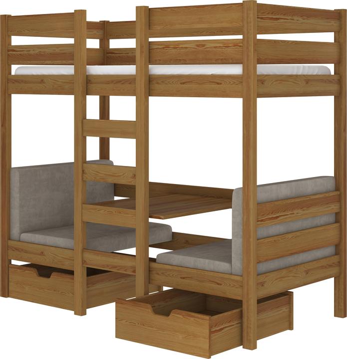 ADRK Furniture Etagenbett mit BART 200x90 Matratzen (200 x 90 cm)