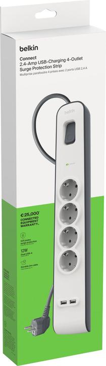 Produktbild Belkin Steckdosenleiste 4-fach + 2xUSB-A, 2m Kabel BSV401vf2M-V2 (4x, Typ 26, USB-A, 2 m)