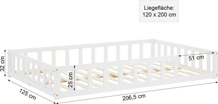 Image du produit Homestyle4u Kinderbett mit Lattenrost (120 x 200 cm)