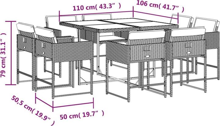 Actual product image vidaXL Garten Essgruppe (106 cm)