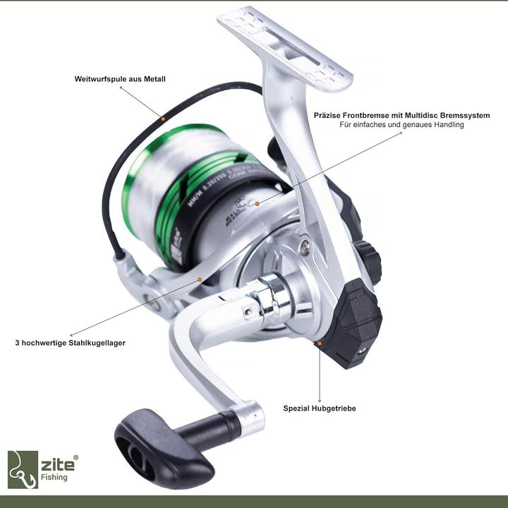 Immagine prodotto Zite Angelrolle mit Schnur & 2 Aluminium-Spulen (3000)