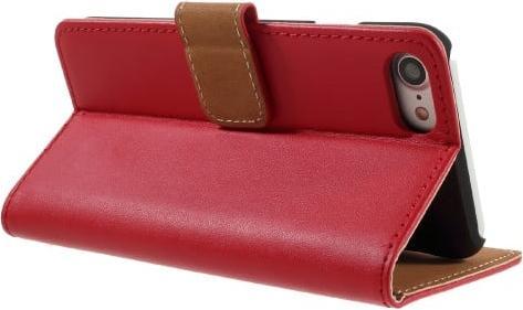 Produktbild Ueli Express iPhone SE / 8 / 7 Buch Etui Tasche Echtleder mit Kartenfach Rot (Apple iPhone 8, Apple iPhone 7, Apple iPhone SE (2nd Gen), Apple iPhone SE (3rd Gen))