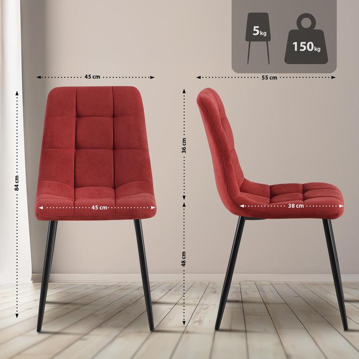 Actual product image CLP 4er Set Esszimmerstuhl Tilde gepolstert mit Rückenlehne bis 150 kg belastbar
