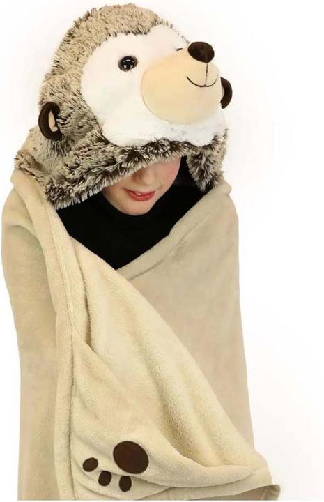 Actual product image Cozy Noxxiez Noxxiez Kuscheldecke mit Kapuze Igel, 130x100cm (130 x 100 cm)