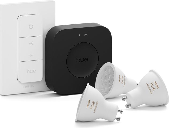 Produktbild Philips Hue Starter Kit Bridge Pro + LED White & Color Ambiance (GU10, 4.20 W, 400 lm, 3 x, E)