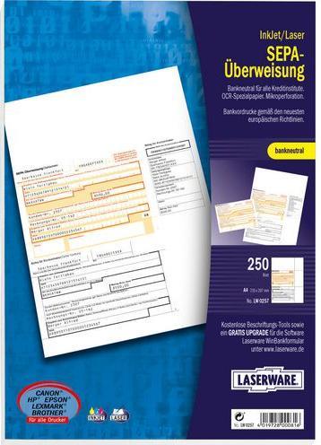 Nährwerte und Zutaten Sigel Laserware Bankformulare SEPA-Überweisung Bankneutral DIN A4 (250x)
