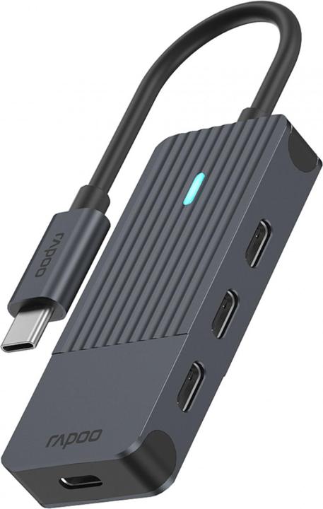 Rapoo USB-C Hub, USB-C auf USB-C, grau (USB-C, 4 Ports)
