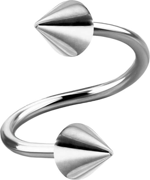 Actual product image Star Piercing Micro spiral silver with two cones (Surgical steel 316L, without brass)