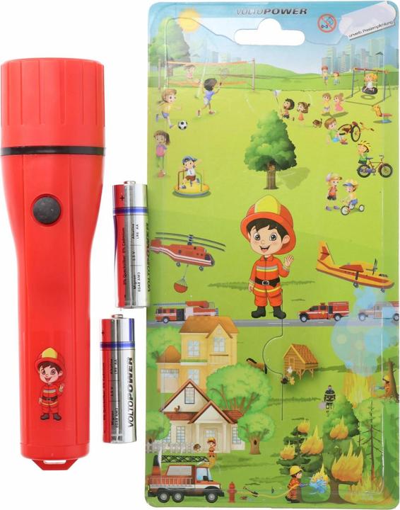 Produktbild AccuCell LED Kindertaschenlampe im tollen Feuerwehrmann Design, einfach zu bedienen