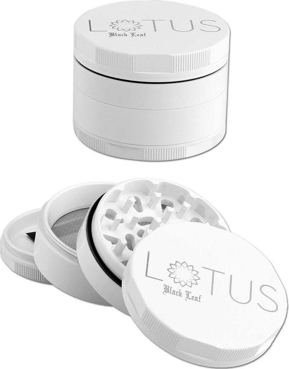 Black Leaf Lotus Grinder Keramik CNC 4teilig mit Sieb