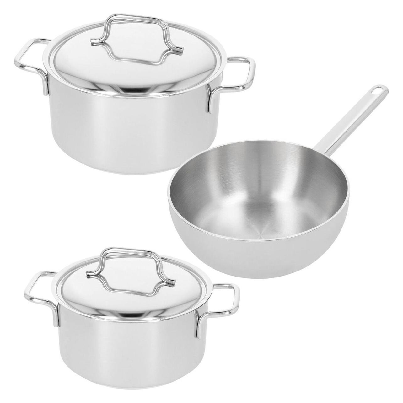 Demeyere Apollo 3-delige Set, D44318+44320+54920 Steelpan 18+20cm+Sauteus, Pan + Steelpan, Zilver
