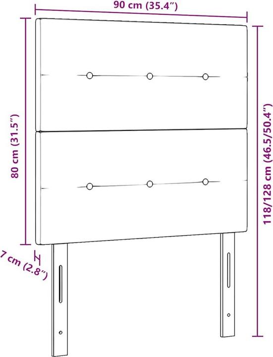 Produktbild vidaXL Polstertes Bett Kopfteil (7 x 90 x 128 cm)