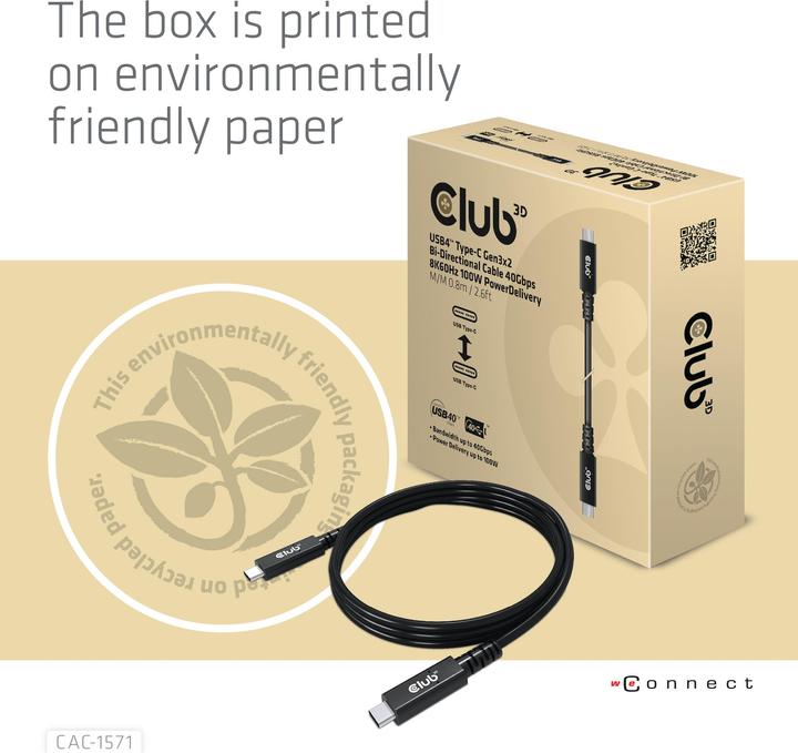 Produktbild Club 3D USB4 Power Delivery (0.80 m, USB 3.2, 100 W)