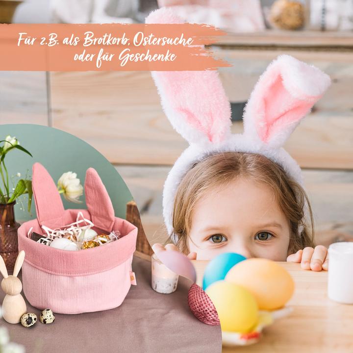 Immagine prodotto Papierdrachen Nido di Pasqua con orecchie da coniglietto in mussola rosa 01 (1 x, 19 x 16 cm)