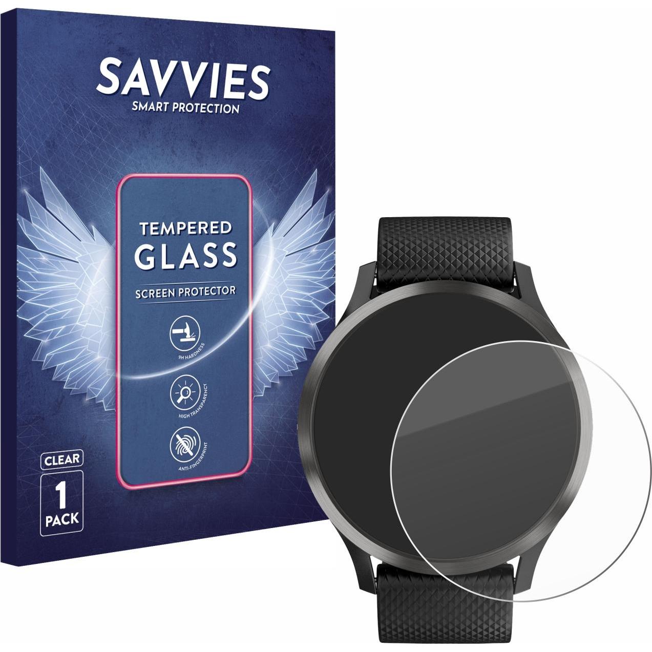 Savvies Panzerglas Hartglas Displayschutz, Smartwatch Schutzfolie, Transparent