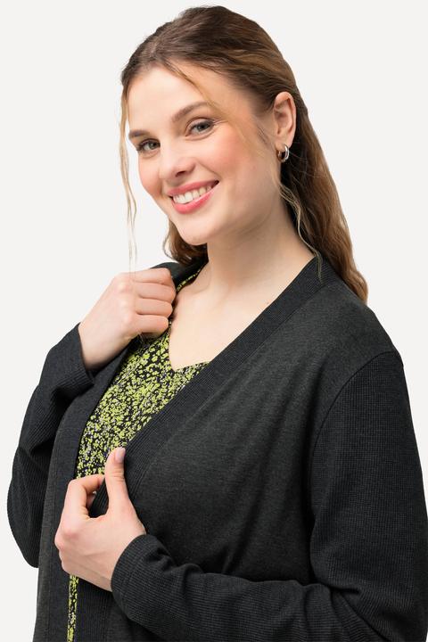 Produktbild Ulla Popken Sweatjacke, Waffelstruktur, offene Form, Langarm (58)
