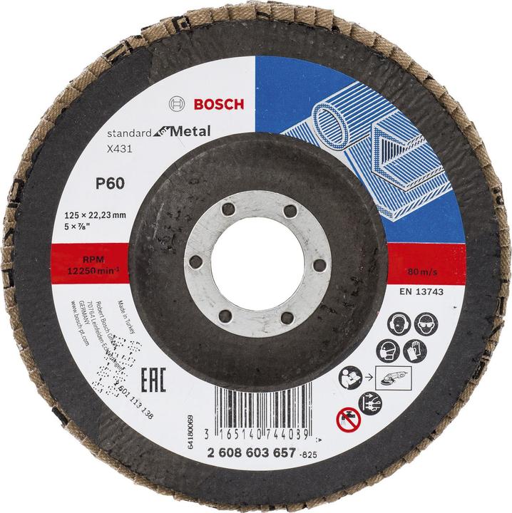 Actual product image Bosch Professional Zubehör Flap disc X431 Standard for Metal, angled, 125 mm, 22.23 mm, 60 (60)