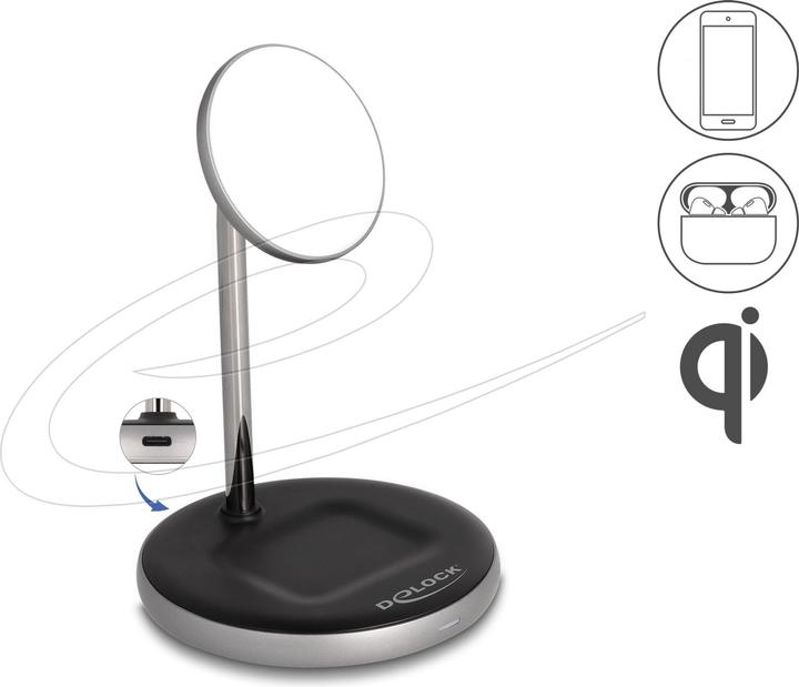 Actual product image Delock Wireless Charger 2 in 1 with 5 W / 7.5 W / 10 W / 15 W (15 W)