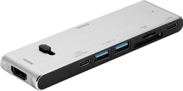 Produktbild Deltaco USB-C Dockingsstation USBC-HDMI21 2xUSB-C,2xUSB-A,(mic)SD,HDMI (USB-C, 7 Ports)