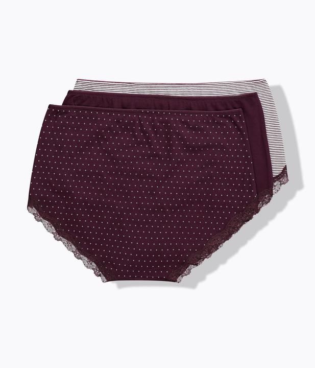 Produktbild Ulla Popken Hipster, 3er-Pack, Streifen / Punkte / uni (50, 52)