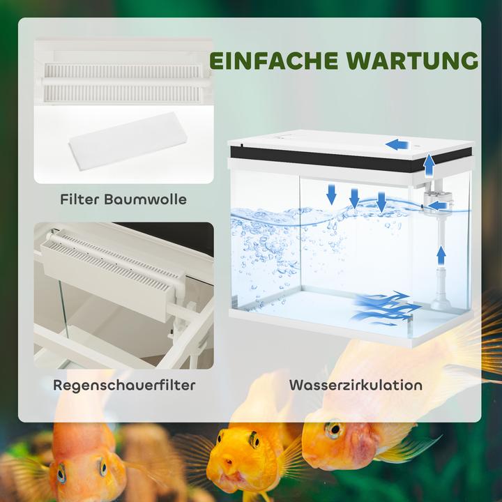 Image du produit PawHut Aquarium Glas, ABS Weiss (41 l)