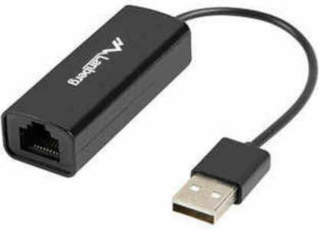 Actual product image Lanberg NC-0100-01 Cable Interface / Gender Adapter USB-A RJ-45 Black (USB, RJ45 (1x))