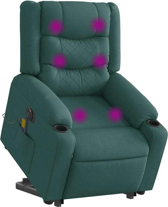 Image du produit vidaXL Fauteuil de massage électrique avec fonction releveur Vert foncé Tissu